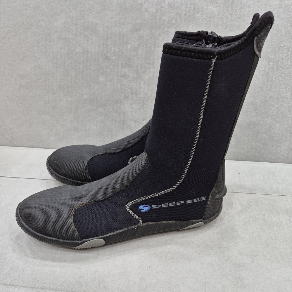 Deep See diving boots women's 11 navy blue black side zip